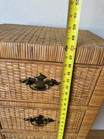 Mid Century Whicker Tall Chest Dresser #0266