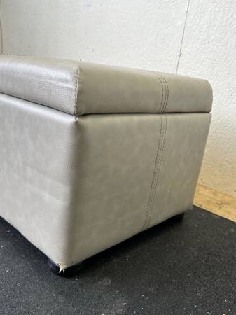 Leather Upholstered Small Grey Storage Ottoman #0275