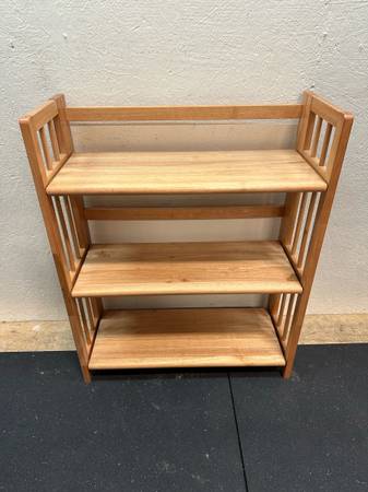 Solid Wood Folding 3-Tier Bookcase Shelf #0415