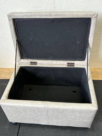 Leather Upholstered Small Grey Storage Ottoman #0275