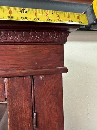 Antique Stained Oak Solid Wood Display Cabinet