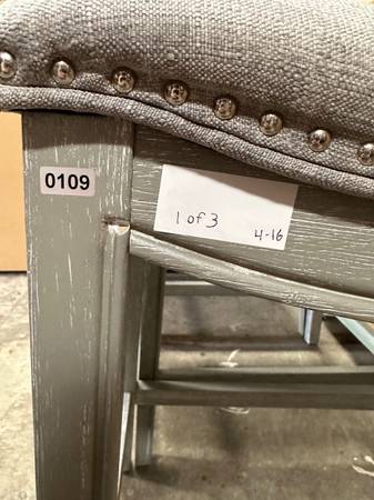 24" Inch Upholstered Saddle Seat Bar Stool Antique Gray (3) #0109