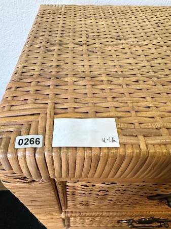 Mid Century Whicker Tall Chest Dresser #0266