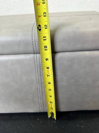 Leather Upholstered Small Grey Storage Ottoman #0275