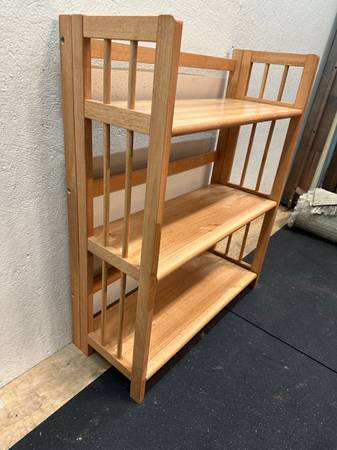 Solid Wood Folding 3-Tier Bookcase Shelf #0415