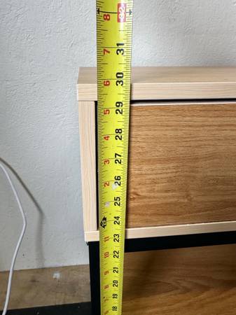 Industrial Style Oak Veneer Metal Frame Double Drawer Console Entry Table KH#7