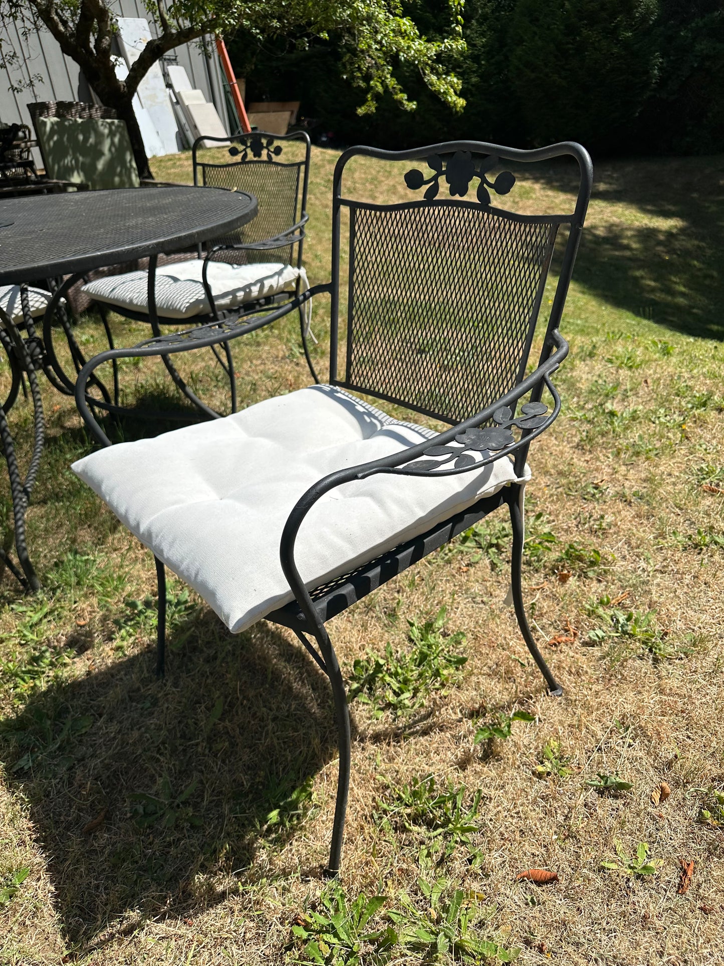 Vintage Wrought Iron Outdoor Patio Set 4 Chairs #0577