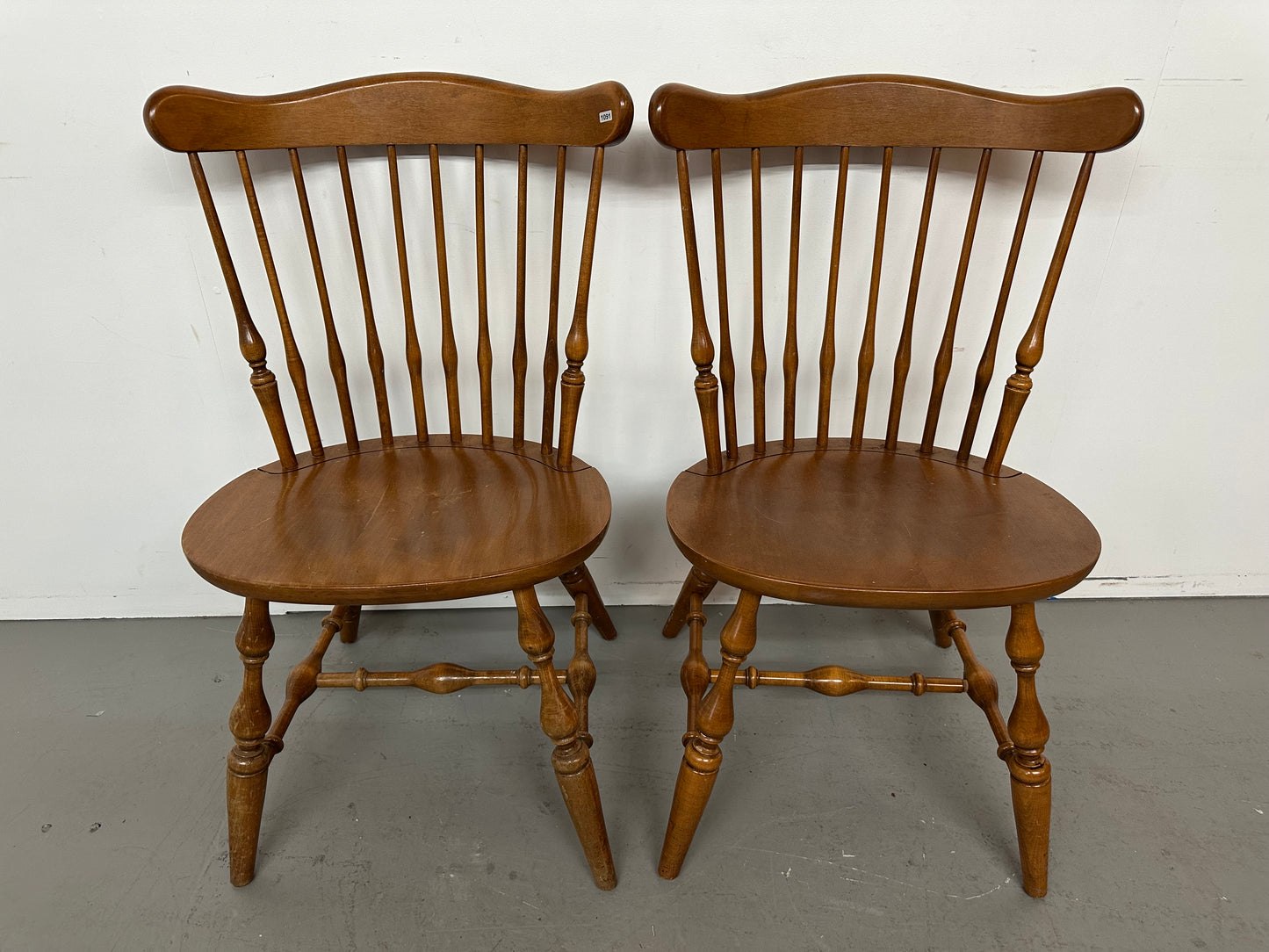Set of 2 Ethan Allen Maple Windsor Chairs #1091