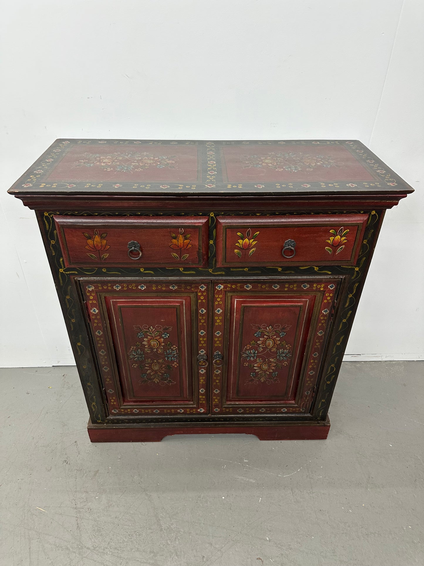 Tibetan Style Hand Painted Wooden Cabinet #1078
