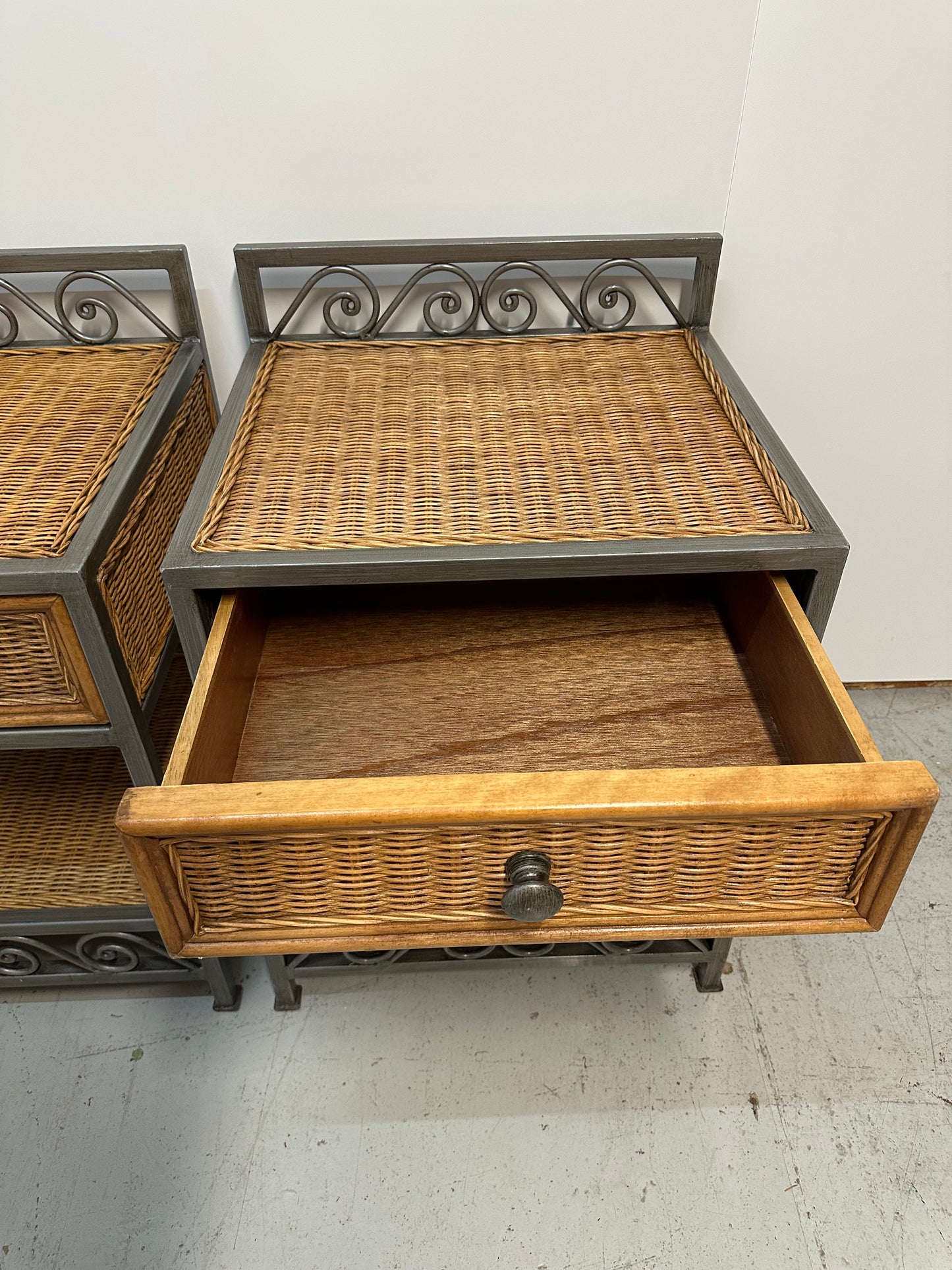 Miranda Wicker Iron Nightstand Set #0813