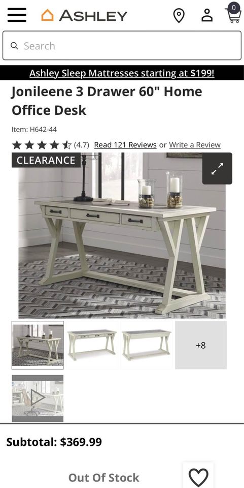 Ashley Furniture Jonileene 3 Drawer 60" Home Office Desk #0632