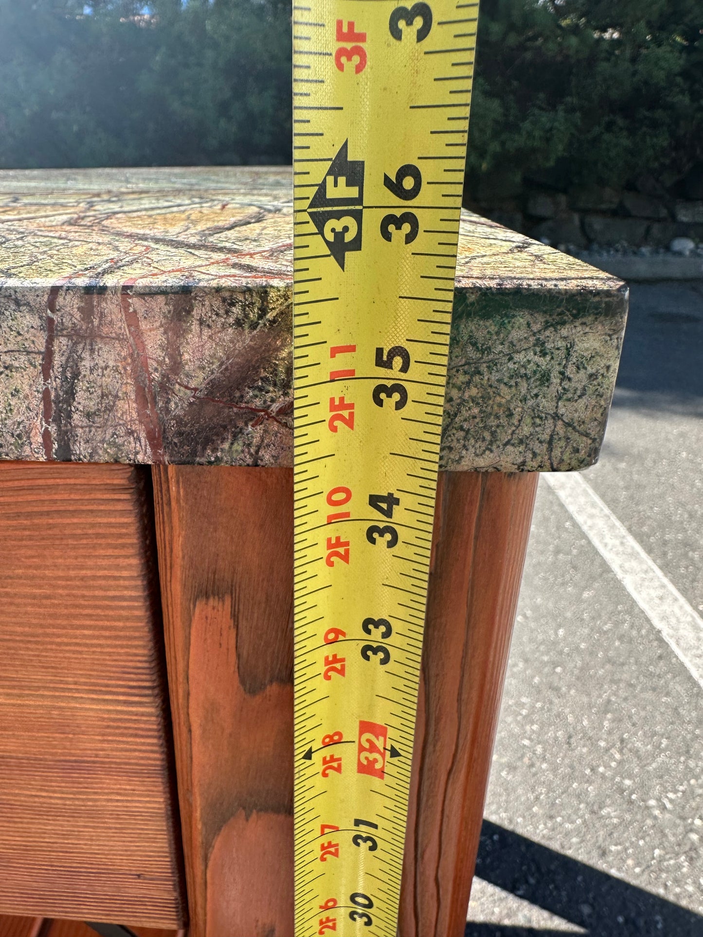 Custom Solid Wood Rolling Kitchen Island With Marble Top #0775