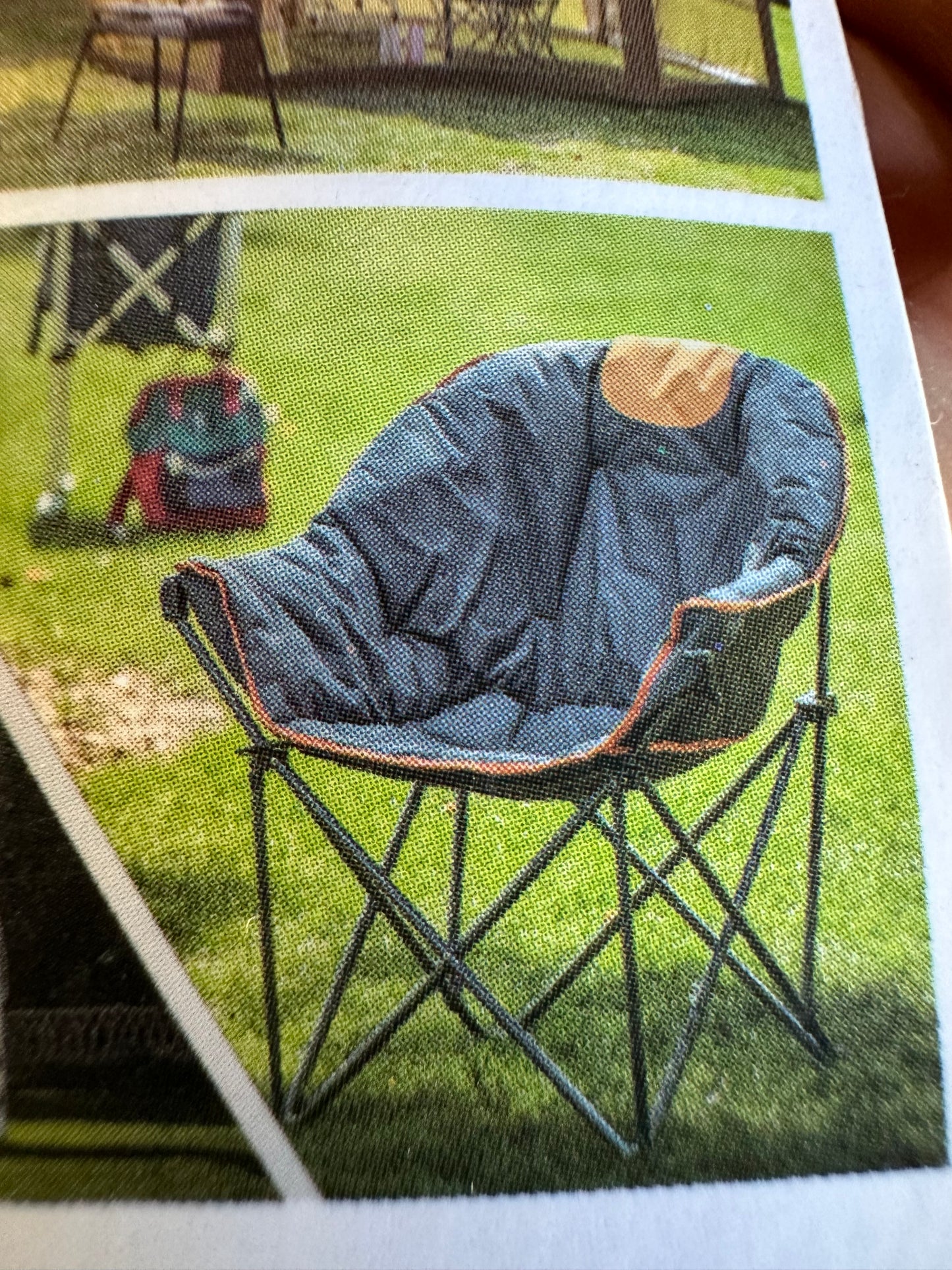 Oversized Padded Moon Round Saucer Sofa Chair, Portable Folding Camping Chair, with Removable Footrest, Carry Bag - Orange #0689