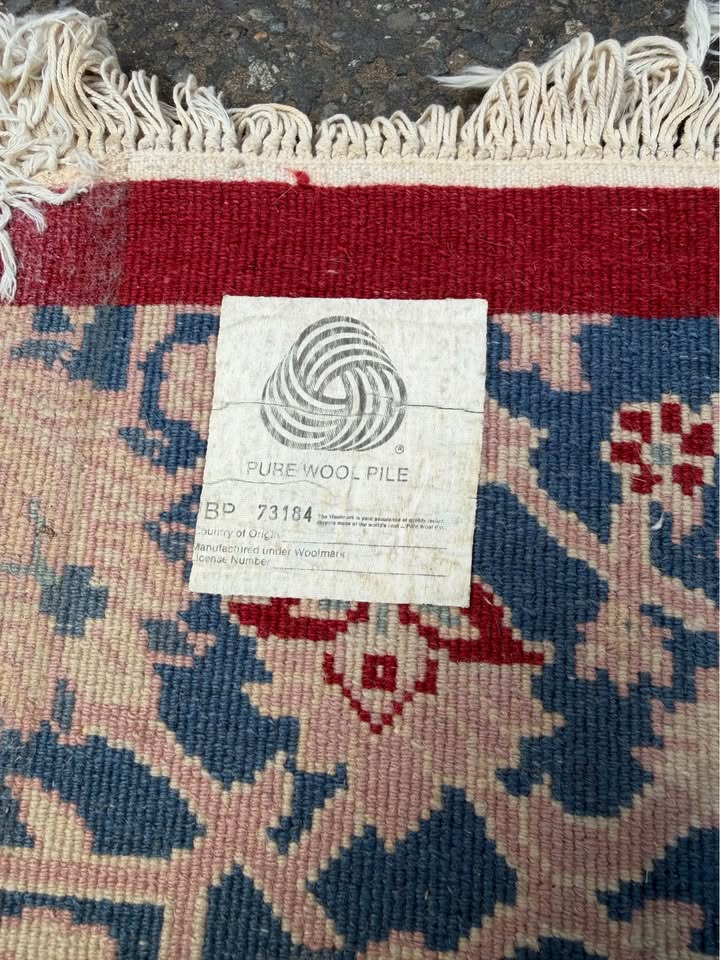 Pure Wool Blue Red Cream Floral Rug