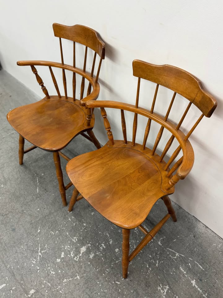 Nichols and Stone Mid Century Wood Windsor Chair set of 2