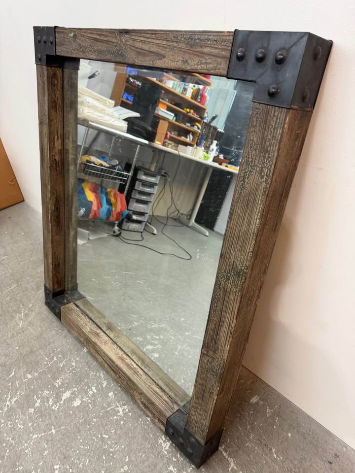 Uttermost Industrial Style Faux Wood and Metal Mirror