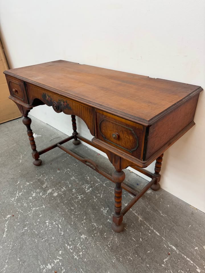Vintage Floral Painted Wood Desk #2296