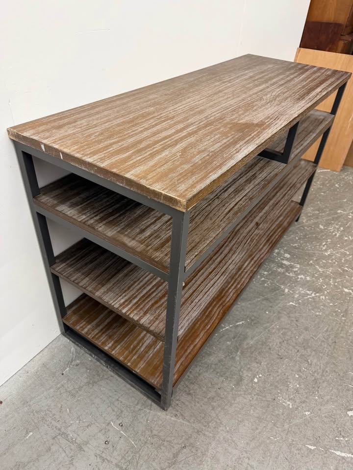 Industrial Wood and Metal Console Table #2432