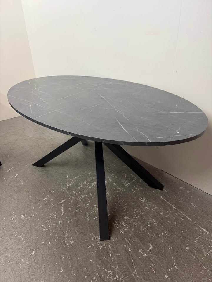 Modern Oval Faux Marble Dining Table with 5 Chairs #2424