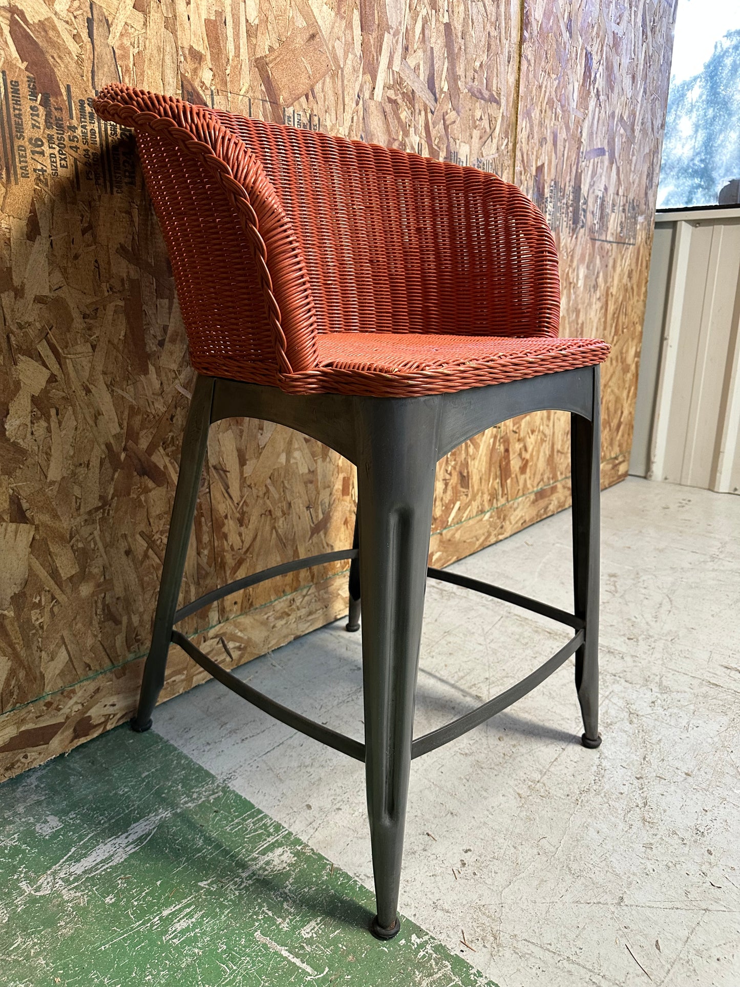 Wicker Stool with Steel base #0825