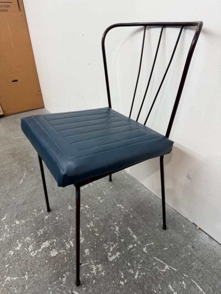 Mid-Century Modern Blue Side Chair #2389