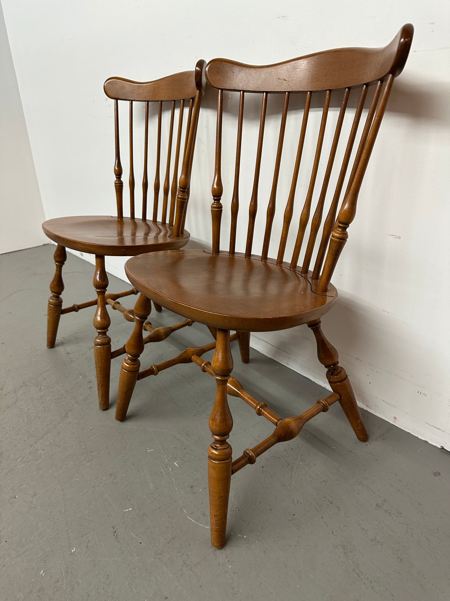 Set of 2 Ethan Allen Maple Windsor Chairs #1091