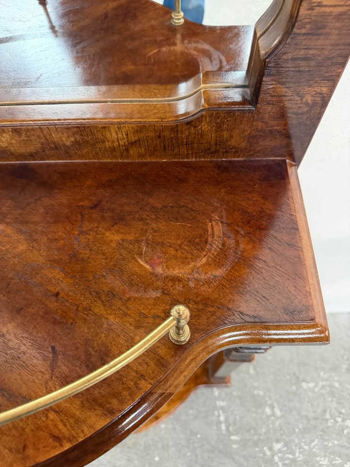 Vintage Wooden Hall Tree with Mirror #2510