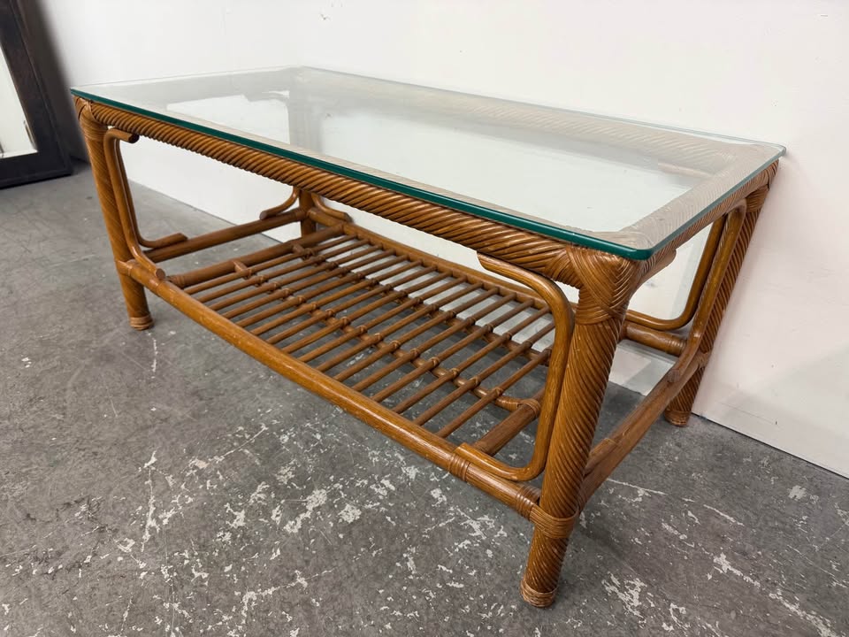 Rattan Glass Top Coffee Table #2532