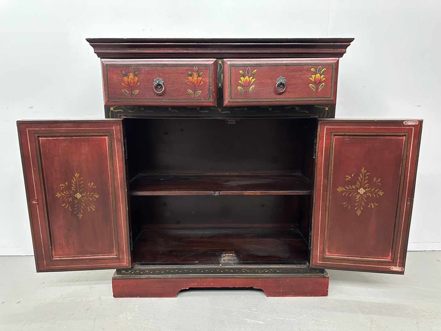 Tibetan Style Hand Painted Wooden Cabinet #1078
