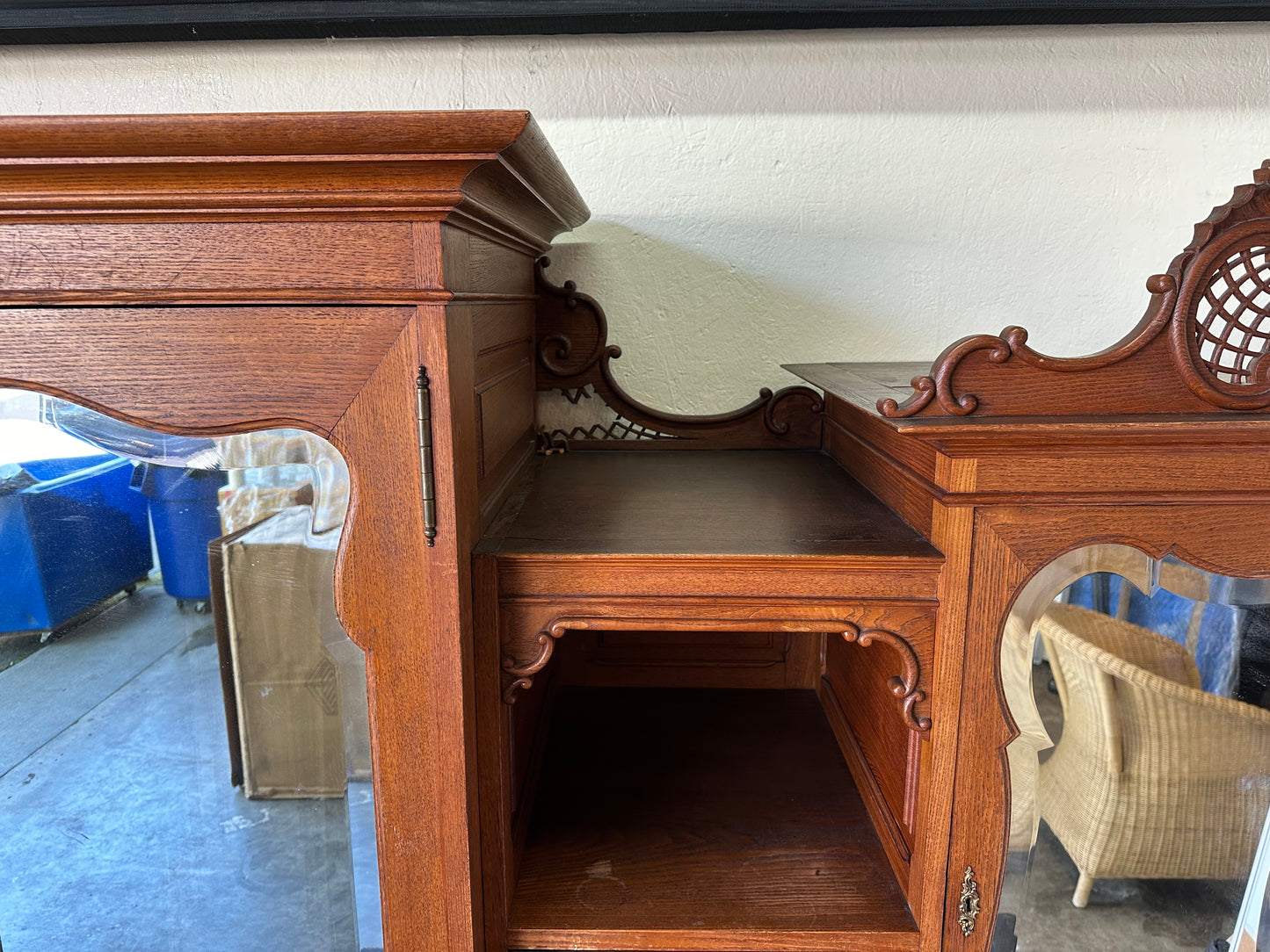 Victorian Carved Oak Lingerie Chest With Armoire Antique Wardrobe