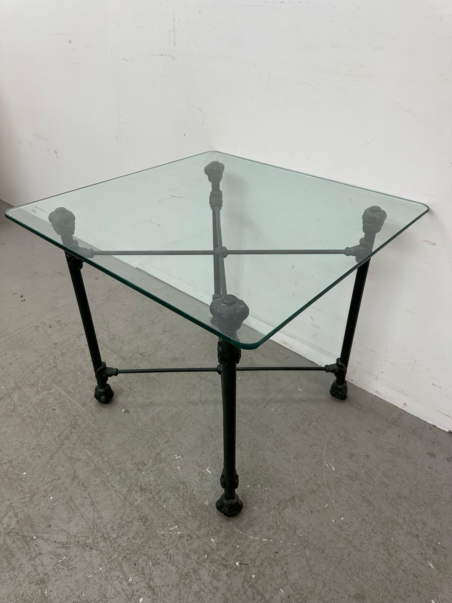 Glass Top iron Base Accent table #1167