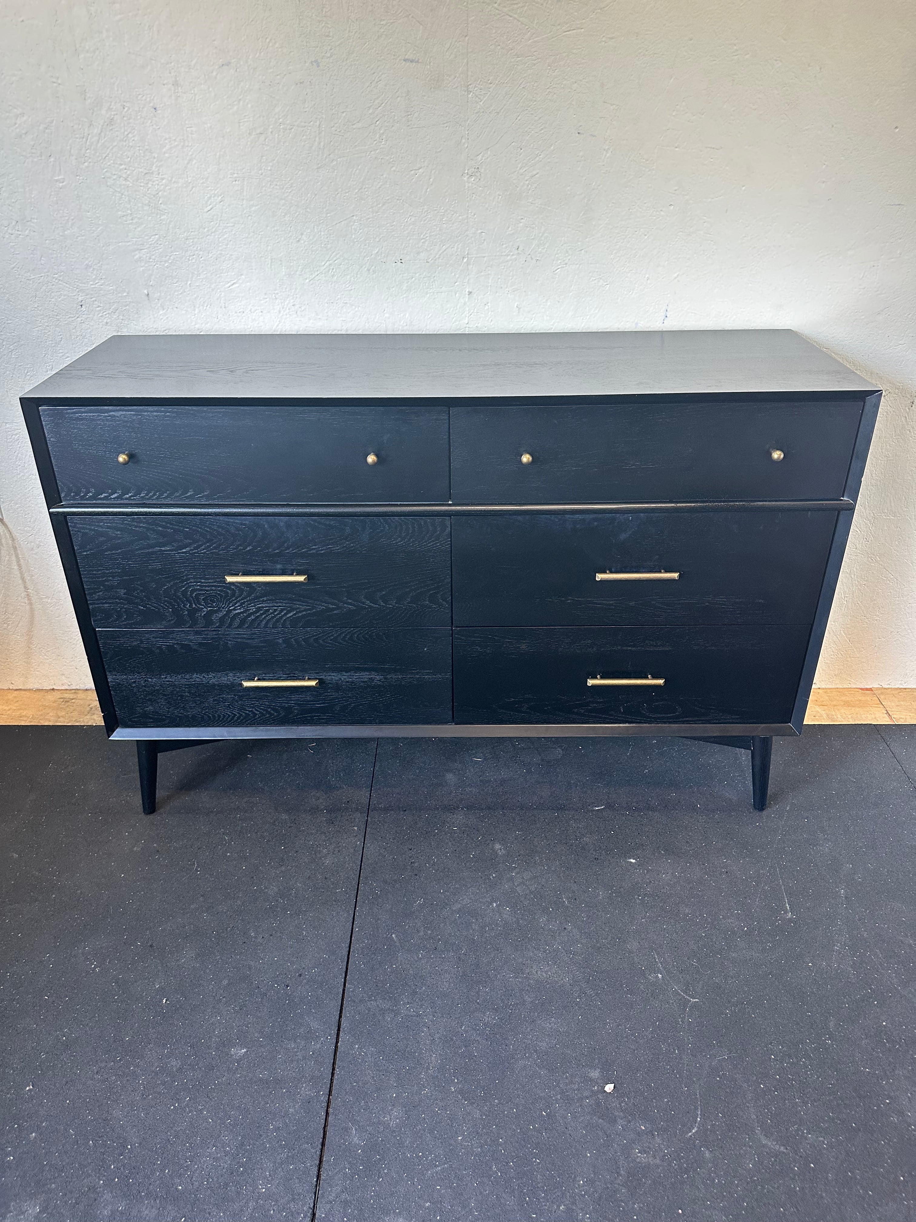 Mid Century Modern Black 6 Drawer Wood Dresser #0696 – KitsapReuse
