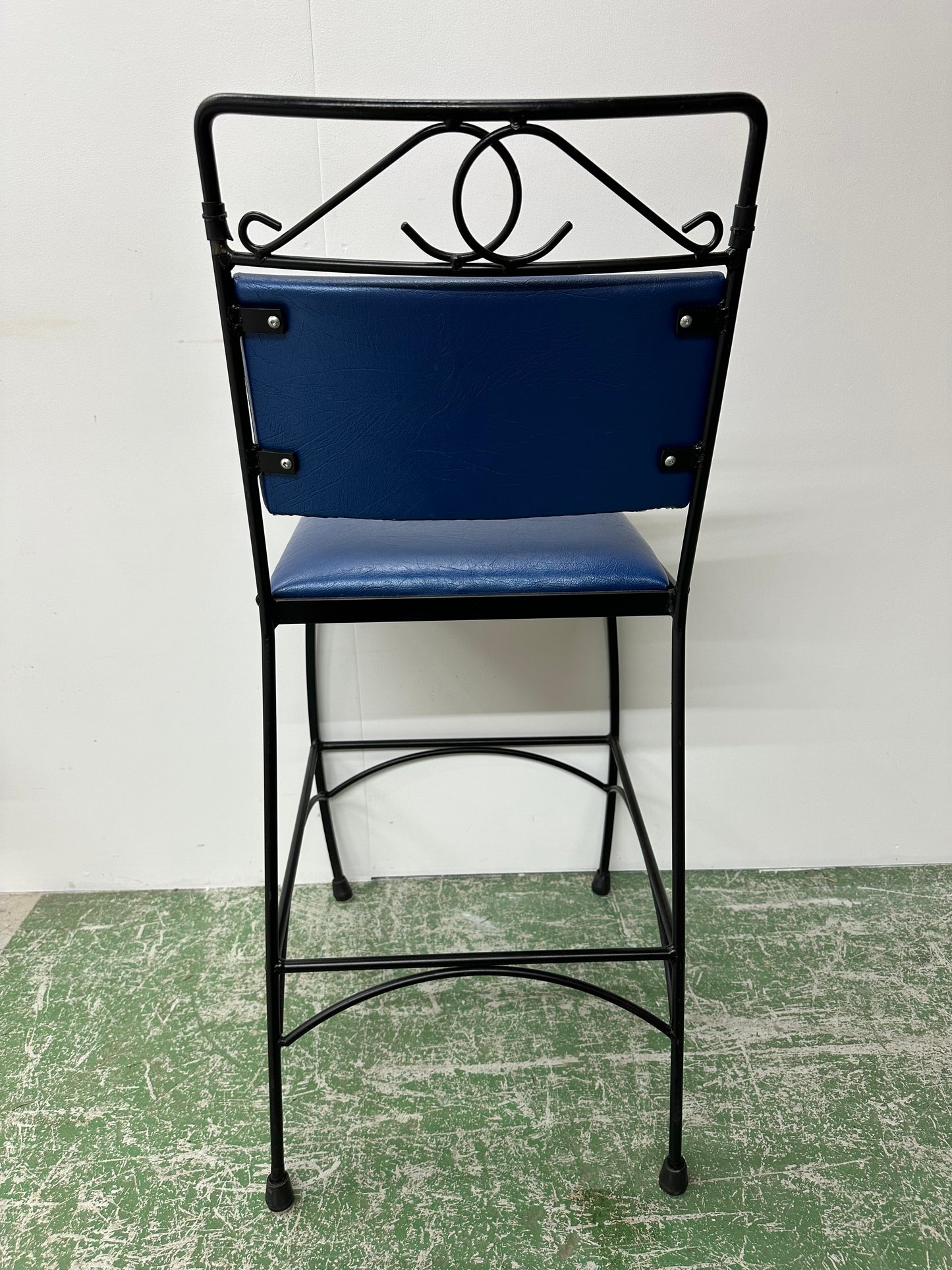 Blue Leather with Iron Base Barstool Set #0968