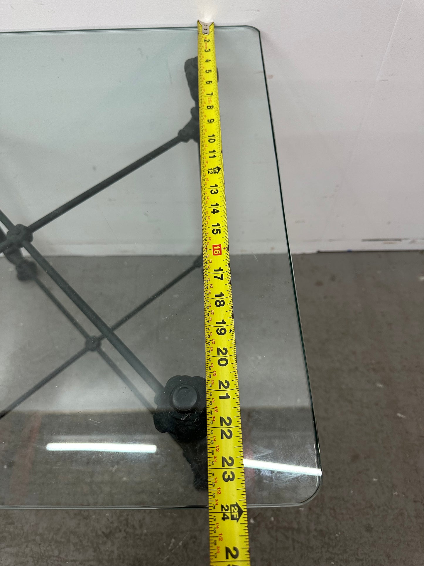 Glass Top iron Base Accent table #1167