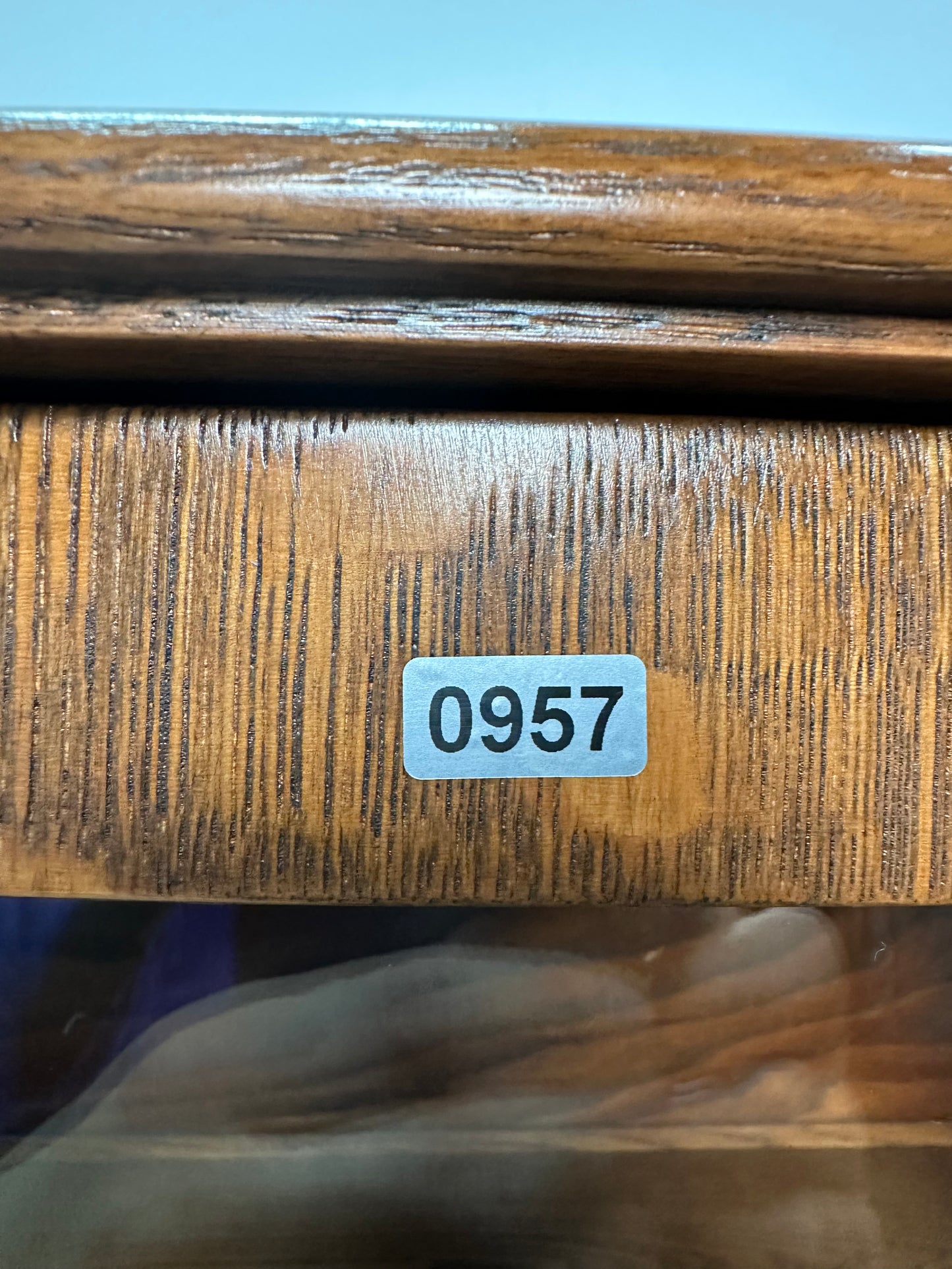 Antique Tiger Oak Curved Glass 2 Pilliar Curio China Cabinet 5 Shelves #0957