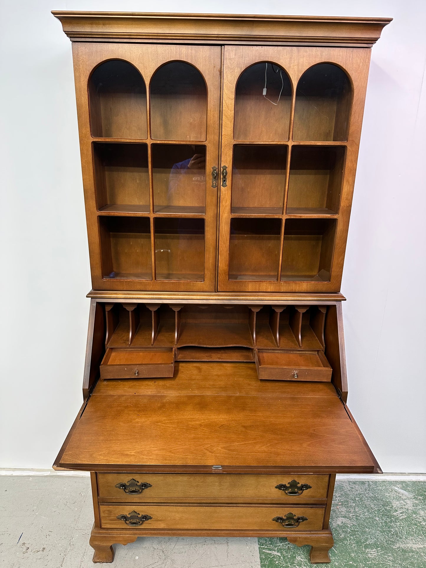 Mid Century Cabinet/Secretary Desk With Drawers #0879