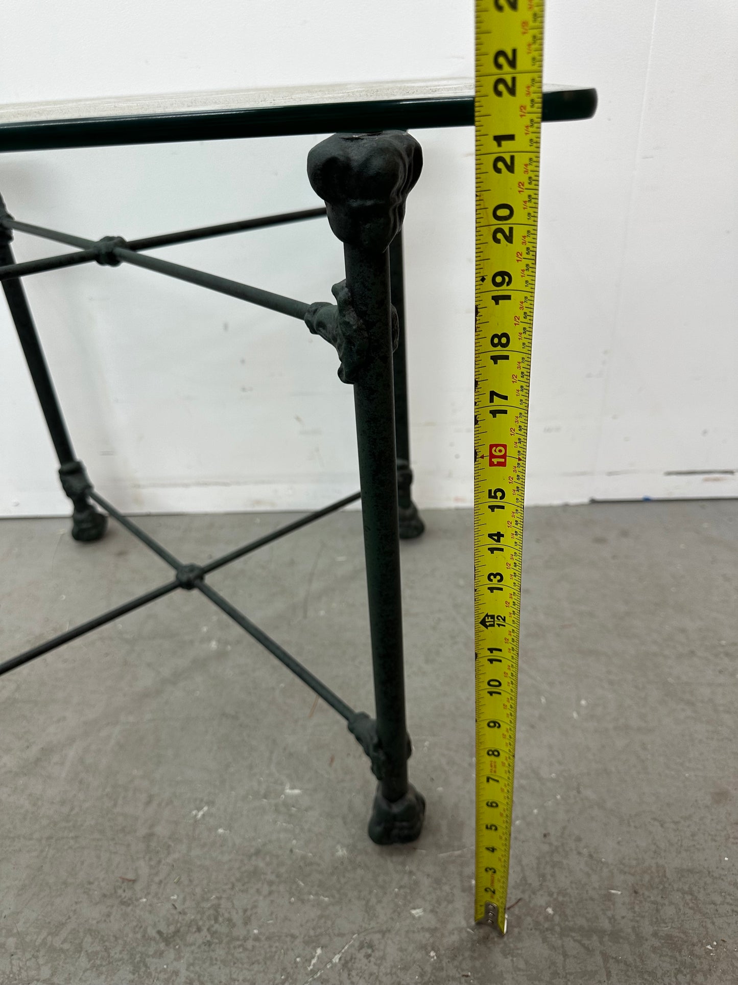 Glass Top iron Base Accent table #1167