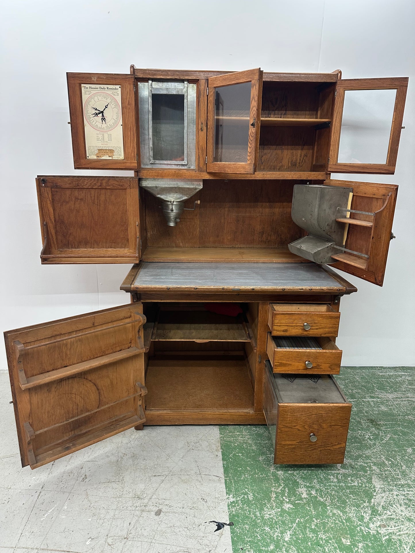 Antique Oak Hoosier Kitchen Cabinet #0967