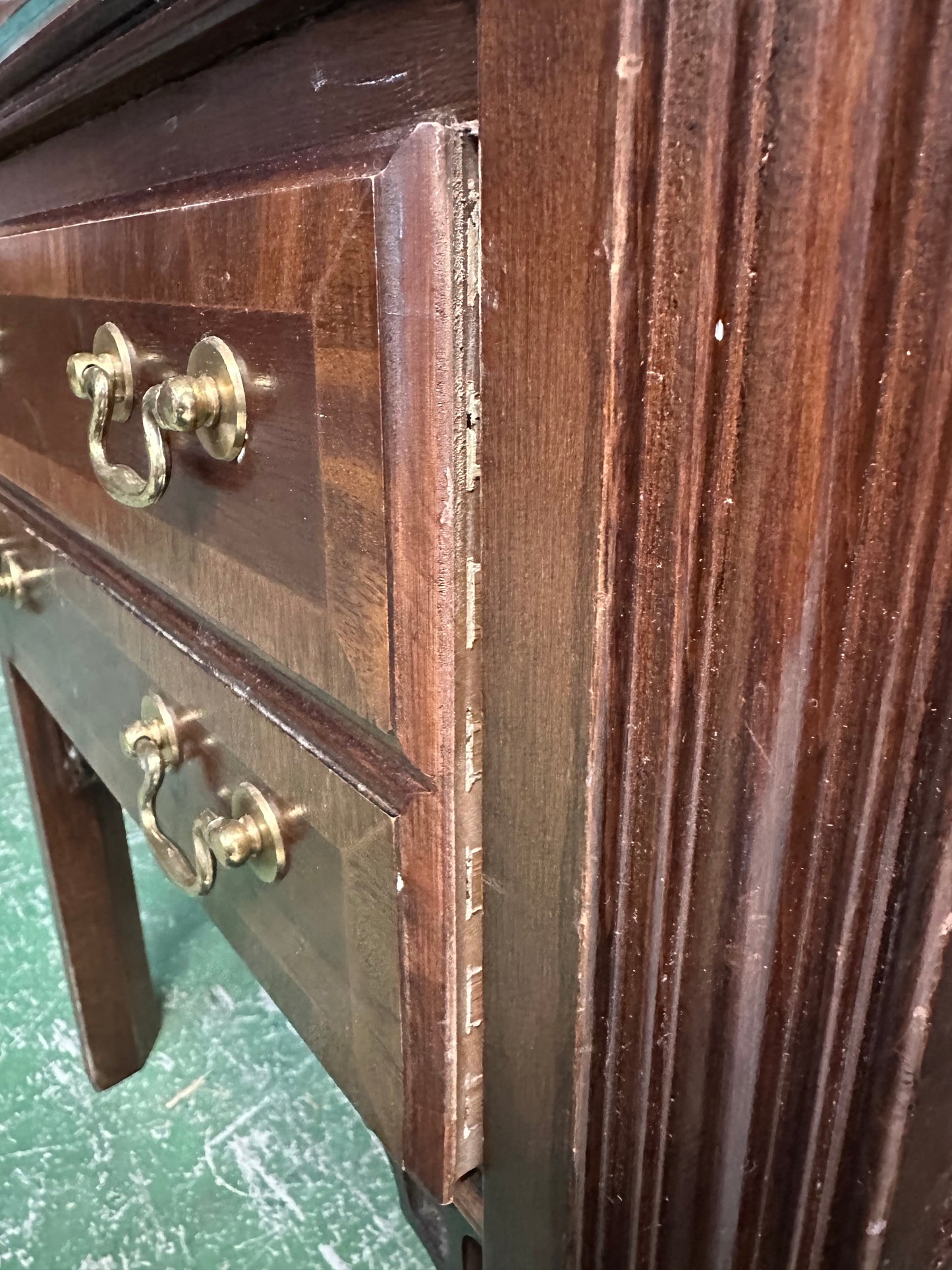 Lane Furniture Banded Mahogany Chippendale Style Side Tables #0837