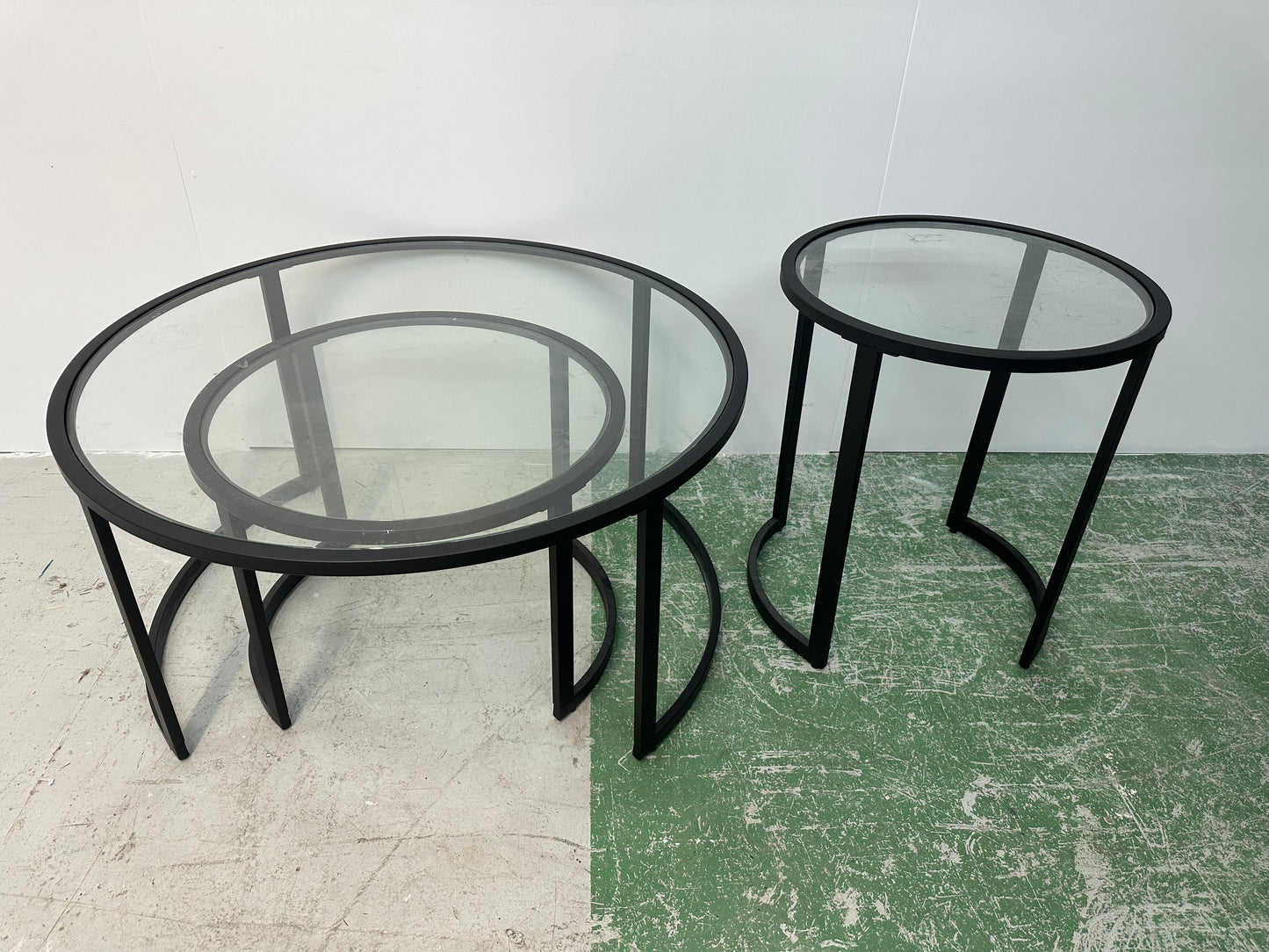 Hudson&Canal Mitera Round Nested Coffee Table with accent 3rd table #0914