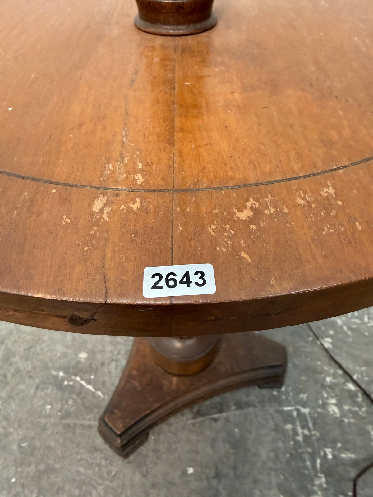 Vintage Wood Floor Lamp with Round Side Table #2643