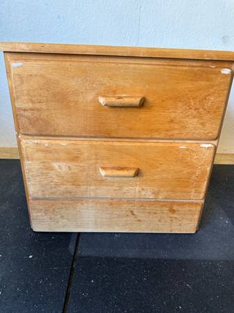 Solid White Oak Vintage 2 Drawer Side Table Chest Cabinet #0267