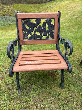 Vintage Cast Iron Garden Chair with Matching Ottoman