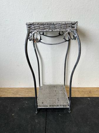 Vintage Whicker Plant Stand Metal Structure