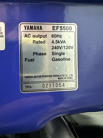 Yamaha Power Generator EF5500DE Generator #0342