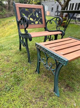 Vintage Cast Iron Garden Chair with Matching Ottoman