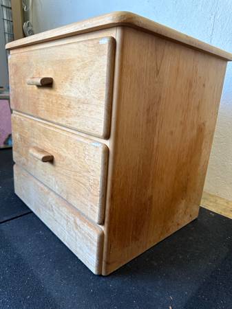 Solid White Oak Vintage 2 Drawer Side Table Chest Cabinet #0267