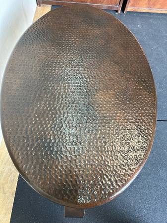 Bernhardt Clark Furniture Company Hammered Copper Oval Cocktail Table #0348