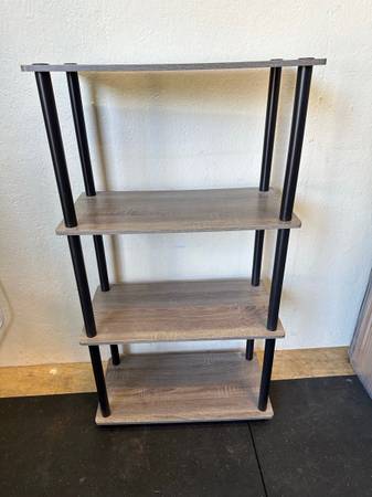 Gray Oak Finish 4-Tier No-Tool Shelf #0251