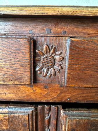 Antique French Carved Oak Sideboard Buffet #0361